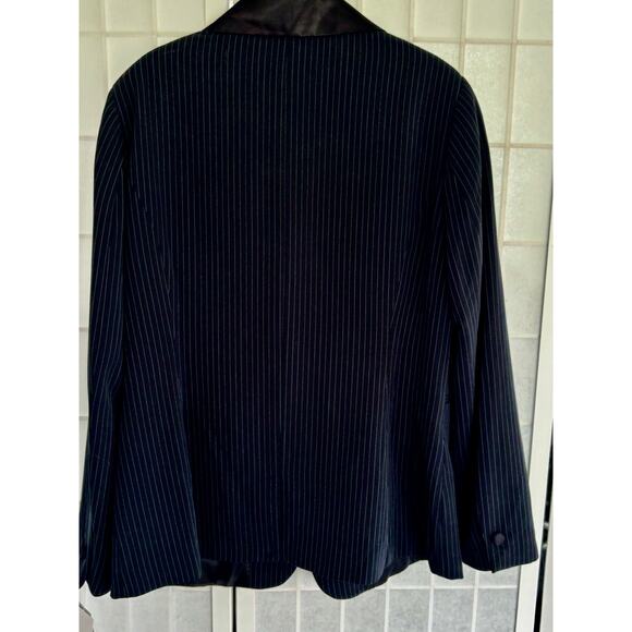 Vintage Jessica McClintock Blue 
Pinstripe Tuxedo Blazer Jacket Size 12 NWT - Picture 2 of 16